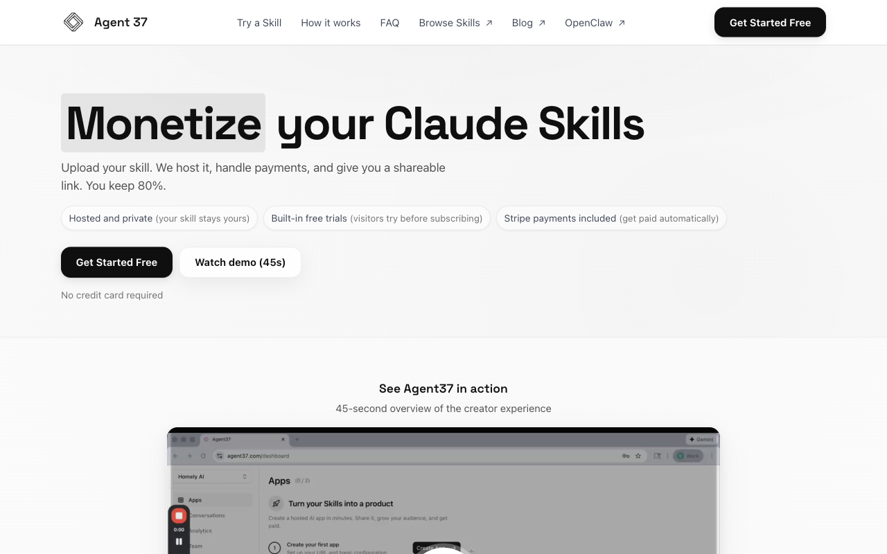agent37.com homepage screenshot