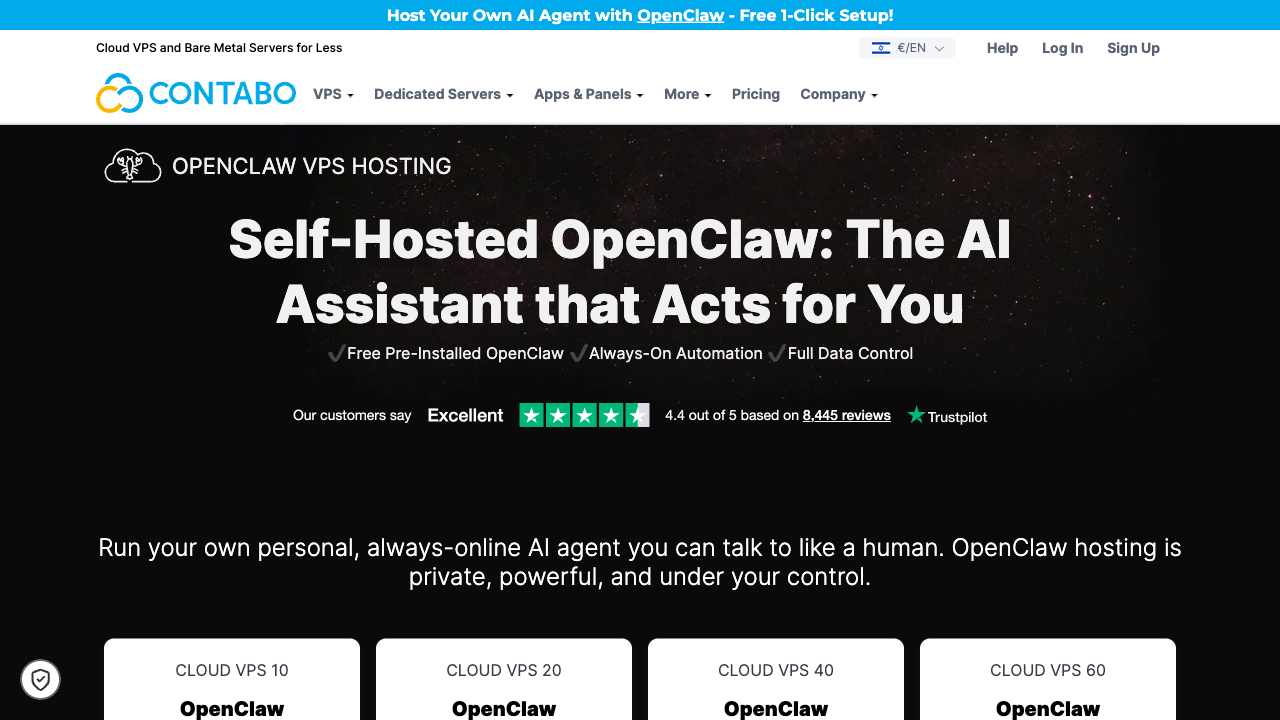 Contabo homepage screenshot