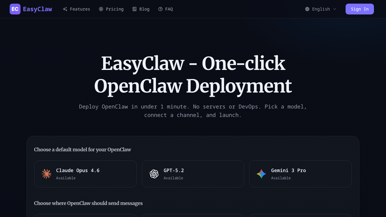 EasyClaw Pro homepage screenshot