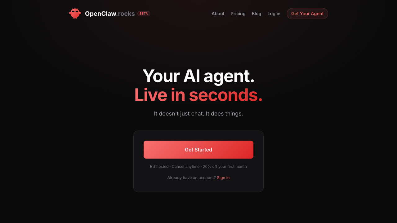 OpenClaw Rocks homepage screenshot